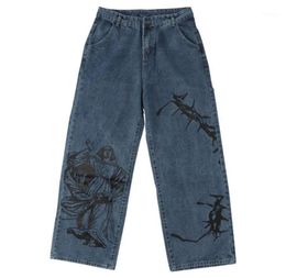 Men039s Jeans LACIBLE Men Hip Denim Pants Streetwear Thorns Print Harajuku Loose Joggers Trousers Baggy3698848