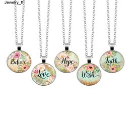 Believe Love Hope Faith Dream Bible Verse Necklace Glass Dome Pendant Necklaces Scripture Quote Jewellery Christian Gift4066482