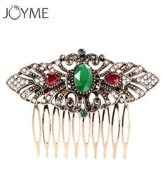 JOYME Newest Turkish Jewellery Antique Gold Colour Wedding Hair Comb For Bridal Flower Hair Accessories Hair Clips Hairwear2348341