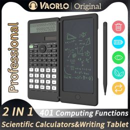 Calculators VAORLO 991MS Scientific Calculator with LCD Writing Tablet, 401 Function Solar Energy Science CalculatorsFoldable Notepad