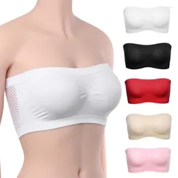 Camisoles & Tanks Summer Strapless Underwear Women's Sexy Mesh Bra Ladies Top Skirt Fit Short Crop Tops Invisible Push Up Bralette Lingerie