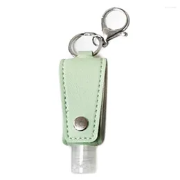 Storage Bottles Clear Empty Bottle Hand Sanitizer Container With Faux Leather Keychain Holder L69D