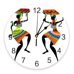 Wall Clocks African Women Clock Large Modern Kitchen Dinning Round Bedroom Silent Hanging Watch