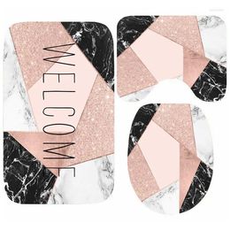 Bath Mats Simple Rose Gold Marble Door Mat For Bathroom Nordic Stripes Set Toilet Rug Carpet Modern Indoor Home Decor