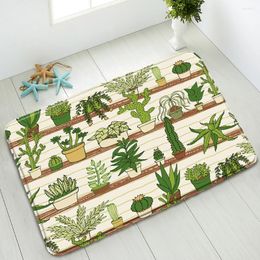 Bath Mats Tropical Plants Cactus Non-Slip Bathroom Mat Indoor Floor Bedroom Kitchen Doormat Absorbent Home Carpet Washable Foot Pad