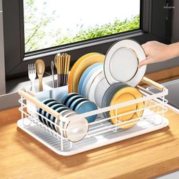 Kitchen Storage Utensils Drainer Household Sink Countertop Bowl Dish Chopstick Cupboard Tableware Rack Iron Dinnerware Organizer