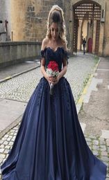 Elegant Navy Blue Prom Dress Long V Neck Lace Applique Beading Corset Masquerade Quinceanera Evening Formal Wear Sweet 16 Dresses 4533722