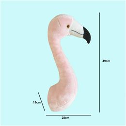 Wall Decor Stuffed P Toy Decorative Pink Flamingo Head For Bedroom 3D Animals Toys Ins Style Lovley 230417 Drop Delivery Baby Kids Mat Dhe5P