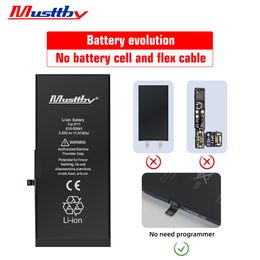 Musttby No BMS Soldering Battery For iPhone 14 13 12 11 Pro Max Phone Batteria No Need Programmer No Pop-up Shows 100% Capacity