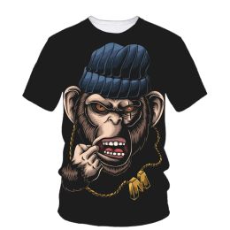 Summer Hip Hop Fun Men'S T-Shirt Animal Monkey Orangutan 3d Printed Short Sleeve O Neck Loose Stylish Personality Quality Top