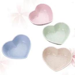 Bowls 4 Pcs Mini Plates Sauce Salt Love Heart Shape Soybean Dish Vinegar Seasoning Dishes