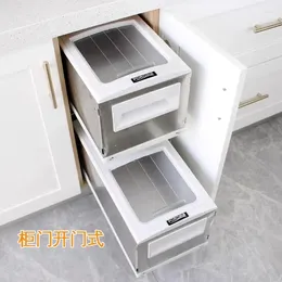 Kitchen Storage Pull Basket Embedded Cabinet Rice Bucket Flour Box Household Drawer Type Pumping Rummy Face One