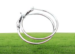 whole 18k White Gold Earrings 30MM unique LARGE HOOP EARRINGS pure lowd 7480164