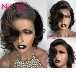 Short Bob Lace Front Wigs Preplucked Water Wave Wig Human Hair Brazilian 13x4 Lace Front Human Hair Wigs For Black Women 130Remy6756474