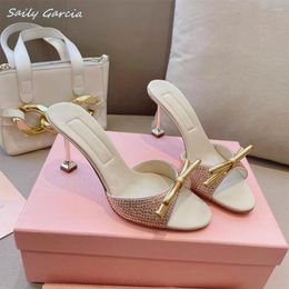 Slippers Genuine Leather Crystal Butterfly Wine Glass Heel 2024 Fashion Silk Luxury Party Shoes Open Toe Sexy Casual Pumps