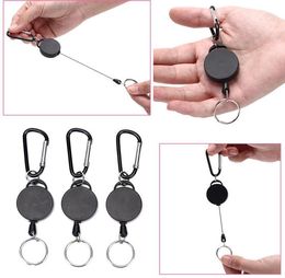 Black Wire Rope Keychain 65cm Badge Reel Retractable Recoil Anti Lost Ski Pass Id Card Holder Outdoor Key Ring Keyring Accessories6424090