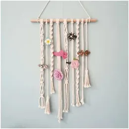 Tapestries Hair Clips Storage Organiser Macrame Wall Hanging Pictures Display For Girls Kawaii Room Decor Tapestry Bows Holder