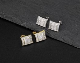 Luxury Designer Men Stud Earrings Hip Hop Jewellery Fashion Man Square Shape Earing Women Ear Ring Mens Diamond Earings Zircon Earin1217022