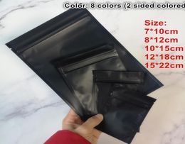 Black Plastic mylar bags Aluminum Foil Zipper Bag for Long Term food storage and collectibles protection 8 colors two side colored6324659