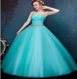 Beaded Tulle Ball Gown Prom Dresses Ice Blue Long Prom Gowns Lace Up Party Dresses Elegant5007422