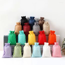 Gift Wrap Jinsnzz 10 Pcs Multi Colours Jute Storage Bags Christmas Party Wedding Fabric Package Drawstring Pouches 7x9/10x14/13x18cm