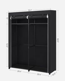 SONGMICS Closet Wardrobe, Portable Closet for Bedroom, Clothes Rail with Non-Woven Fabric Cover, Clothes Storage Organizer,