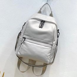 School Bags ZENCY Genuine Leather Smoth Calfskin Women Backpacks Top Layer Nature Cowhide Book Dual Function Backpack One Shoulder