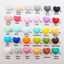 Chengkai 50pcs Silicone Heart Teether Beads DIY Baby Shower Pacifier Teething Jewellery Toy Accessories Chew Making Bead 240409