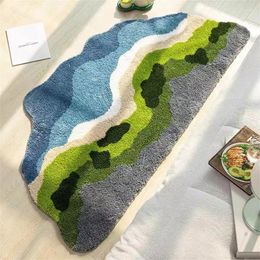 Carpets Moss Bathroom Mats Irregular Shape Fluffy Bedside Rug Kitchen Floor Plush Bedroom Carpet Anti-slip Soft Rugs Home Decoration