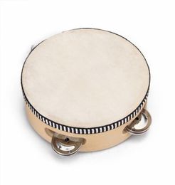 Children039s toy tambourine with wood with 6 quot Leather019889637