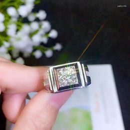 Cluster Rings KJJEAXCMY Fine Jewellery 925 Sterling Silver Inlay Mosanne Diamond Men's Ring Girl Party Birthday Gift Wedding 9x9mm