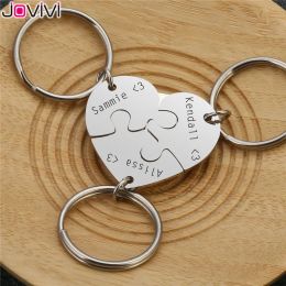 Rings Jovivi New Personalised Custom Initial Name Heart Puzzle Keychain Stainless Steel Family Best Friends Bff Jigsaw Pieces Key Ring