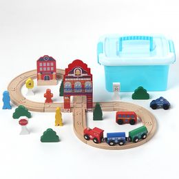 Wooden Track Accessories Bell Tower Children's Baby Toys Car Toys Sliding Small Train Track Set Box Gift G2
