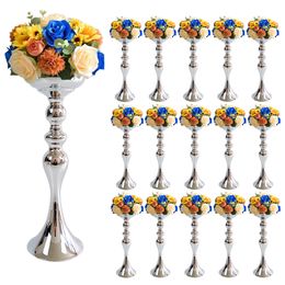 16Pcs/lot 15Inch Gold Wedding Centerpieces for Table Vase with Chandelier Crystal Flower Arrangement Stand for Party Event Hotel