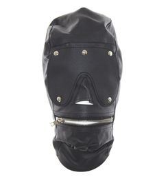 Top Grade PU Leather Full Face Mask With Zipper Muzzle Open Slave Zipper Mouth Fully Enclosed Headgear Hood For Role Play Sexy A7647034