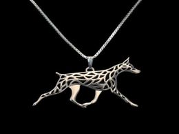 Pendant Necklaces Gold Silver 1pcs Doberman Movement Necklace 3D Cut Out Puppy Dog Lover Memorial Pendants Christmas Gift 73439533013