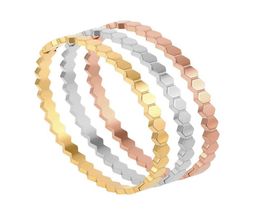 Bangle Fashion Trend Honeycomb Hexagon Geometric Simple Tricolour Bracelet Women039s Titanium Steel Jewelry8612935