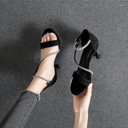 Dress Shoes Small Size 30-44 Black High Heel Sandals Women Thin Large Open Toe