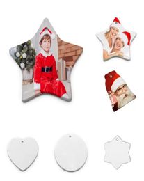 Fedex sNew Fashion Sublimation Blank Ceramic Pendant party Favour Creative Christmas Ornaments Heat Transfer Printing DIY Ceramic O9182238