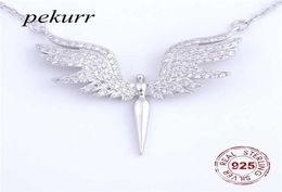 Pekurr 925 Sterling Silver CZ Angle Wing Phoenix Eagle Bird Necklaces Pendants For Women Chain Jewelry Gifts 220114259Q1813013