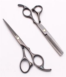 C1005 55quot 440C Customised Logo Black Professional Human Hair Scissors Barber039s Hairdressing Scissors Cutting or Thinnin6773142