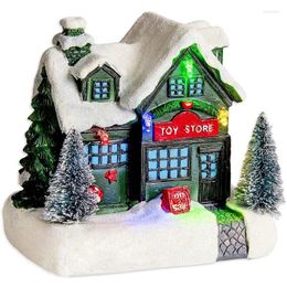 Party Decoration Christmas Village House Collectible Building Figurines LED Light Xmas Home Decor Accent Tabletop Decorations Gift For Women