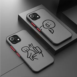Cute Stickman On The Toilet Phone Case for Xiaomi Poco F3 M5 C40 9 10 9A 9C 10C 13 Lite X3 NFC 12 X5 Pro Phone Shockproof Cover