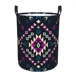 Laundry Bags Folding Basket Tribal Ethnic Hipster Geometric Dirty Clothes Storage Bucket Wardrobe Clothing Organiser Hamper