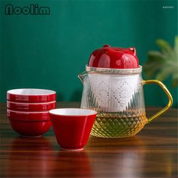 Teaware Sets Glass Water Tea Separation Cup With Ceramic Philtre Simple Teacup Strainer Drinking Mug Portable Travel Set Drinkware