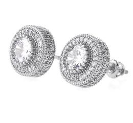 Luxury Designer Men Stud Earrings Hip Hop Jewellery Fashion Women Round Ear Ring Mens Diamond Earings Iced Out Stud Earing Bling Rap5734004
