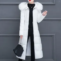 Women's Down 2024 Winter Parkas Fashion Faux Fur Hood Long Sleeve Puffer Coat For Women Outwear Zipper Abrigos