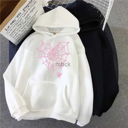 Sweatshirts Mens Hoodies Sweatshirts Streetwear Hoodie Spider Web Pullover Hoodies Shirt Sweatshirt Gothic Harajuku Y2kJackets Woman Clothing 240412