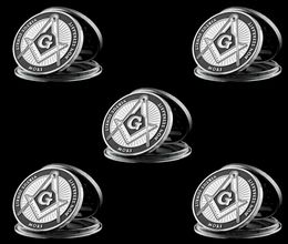 5pcs Collection Coin European Brotherhood masons Masonic Craft Token 1 oz Silver Plated Challenge Badge1257341