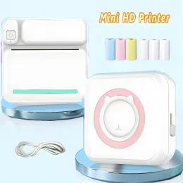 Printers Portable Mini Label Printer Photo Thermal Adhesive Labels Printers Inkless Bluetooth Pocket Mini Printer Stickers Maker 57MM New